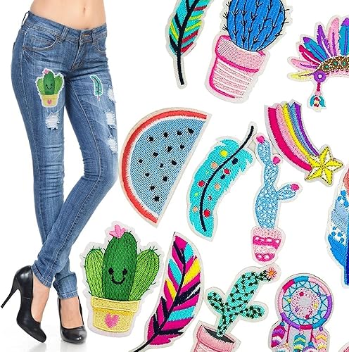 Hyxodjy Lot de 18 Patchs Stickers Vetement Thermocollant avec Tropical Elements Cactus Fruits Plumes Tribales DIY pour Jeans Vêtements Sacs à Main Chaussures ou Casquettes pour Enfants et Aulte - Nail Gallerys