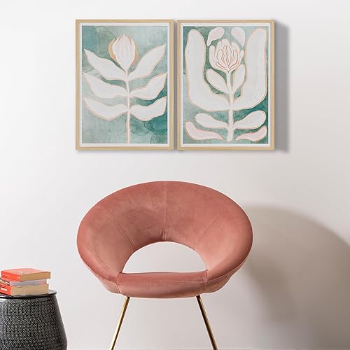 Baroni Home Lot de 2 Tableaux en Toile avec Cadre en Bois pour Salon, Décoration Murale Colorée et Fantaisie Moderne pour Chambre et Cuisine, Impression de Qualité, Abstrait avec Paille, 45x60x3 cm - Nail Gallerys