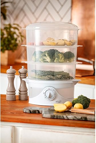 Adler AD 633 Cuiseur vapeur, 800 W, 9 liters, Blanc - Nail Gallerys