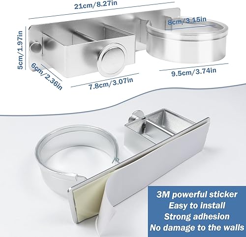 UZSUZZ Support Sèche-Cheveux sans Perçage, Porte-Sèche-Cheveux Mural, Organisateur Sèche-Cheveux et Lisseur, Rangement Pratique pour Salle de Bain, Hôtel et Salon de Coiffure (Argent) - Nail Gallerys