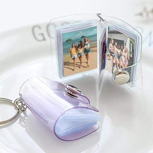 OCCOUMR Lot de 4 mini albums photo, porte-clés de 5 cm, avec 18 poches, porte-clés et porte-cartes en 4 couleurs, idéal pour les souvenirs et les cadeaux - Nail Gallerys