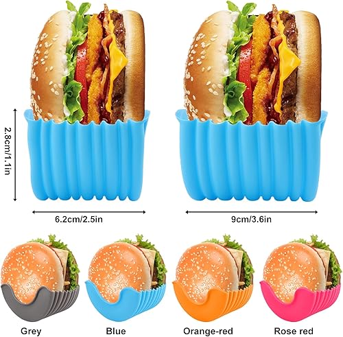 4 Pièces Porte Burger Silicone, Porte Hamburger Rétractable, Boîte à Hamburger Pliable, Support de Hamburger pour Burger Sandwichs Donuts - Nail Gallerys