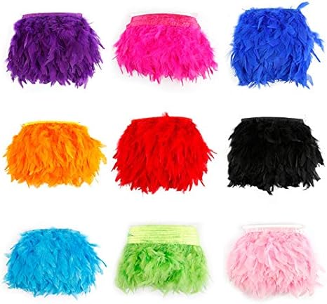 Yalulu 2 Mètre Naturel Plume Ruban de Toile à Coudre Craft DIY Vêtement Ornement Décoration d'intérieur Fete Danse (Blanc) - Nail Gallerys