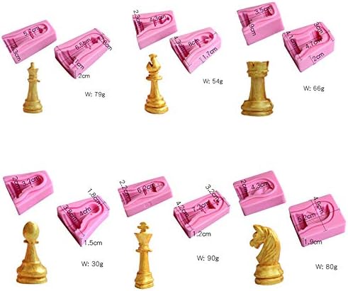 Lot de 12 moules en silicone en forme de pièces d’échec international - Pour pâte à modeler, savon, argile, pâte fimo - Nail Gallerys