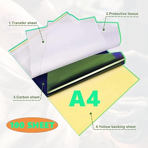 Unihuby 100pcs Stencil Tatouage Transfert Papier A4 Stencil Tattoo Transfert Tatouage Pochoir Thermique 4 Couches Paper Calque Bricolage pour Transfertpapier - Nail Gallerys