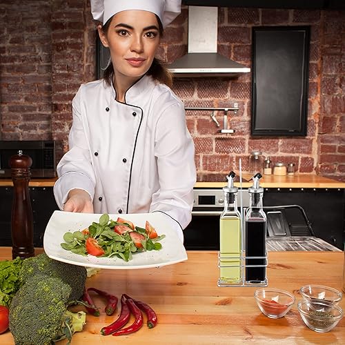 Relaxdays Set huile et vinaigre, 2 bouteilles de 500 ml avec support en fer, HLP : env. 34 x 13,5 x 7,5 cm, transparent - Nail Gallerys