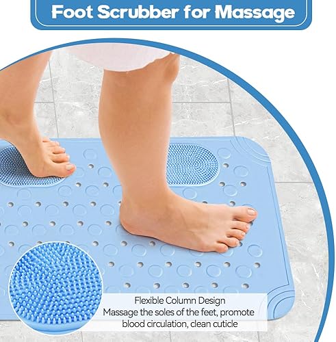 OT-NVWOZR Tapis de douche antidérapant - 50 x 32 cm - Avec massage pour pieds - En silicone - Avec ventouse - Résistant à la moisissure - Lavable en machine - Pour salle de bain - Gris - Nail Gallerys