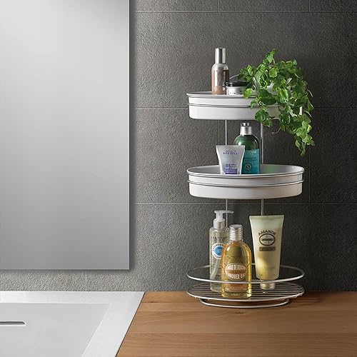 Metalex 403710322 Orbit Étagère d'Angle avec 3 Étages Acier Inoxydable Argent 21 x 21 x 53 cm - Nail Gallerys