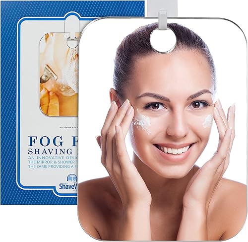 Shave Well Miroir Salle de Bain sans Buée - Miroir Femmes et Hommes - Crochet adhésif Amovible - Miroir Maquillage sans Cadre - Miroir Portable - Idéal pour Le Camping, Gym - Incassable - Nail Gallerys