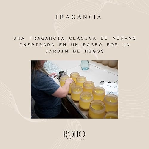 Roho Airdeco bougie aromatica XL (1500g) | 140 heures de combustion | cire naturelle | parfum fig garden (figue, bergamote, cèdre) | fabriqué à la main en Espagne - Nail Gallerys