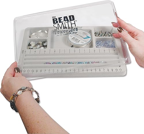 Beadsmith Mini Travel Bead Design Beading Board Grey Flock W/ Lid 20cm x 29cm - Nail Gallerys