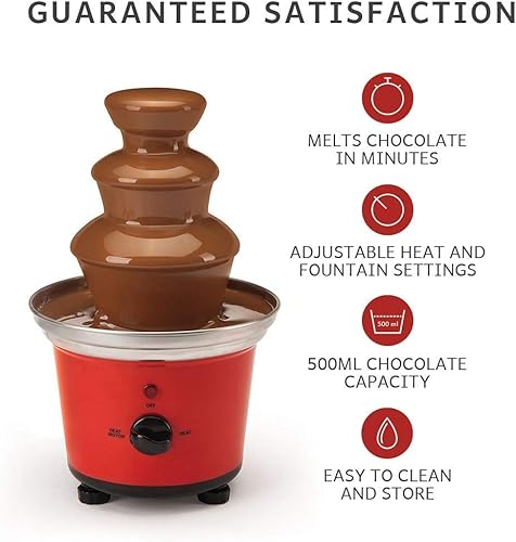 Global Gourmet Fondue au chocolat belge Grand ensemble | Machine électrique à 3 niveaux de capacité de 500 ml avec base de casserole à chaud | 2 réglages réglables et fonction de maintien au chaud - Nail Gallerys