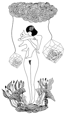 Artmetry, Affiche, Poster, fille au chat, femme libre, Art abstrait moderne, fait à la main, original, noir et blanc (VENDU SANS CADRE) - Nail Gallerys