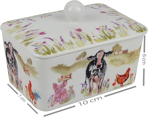 The Leonardo Collection Macneil Studios Beurrier de ferme avec couvercle | Beurrier de conception britannique | Grand beurrier pour tous les types de cuisine | Beurrier pour toutes les tailles de - Nail Gallerys