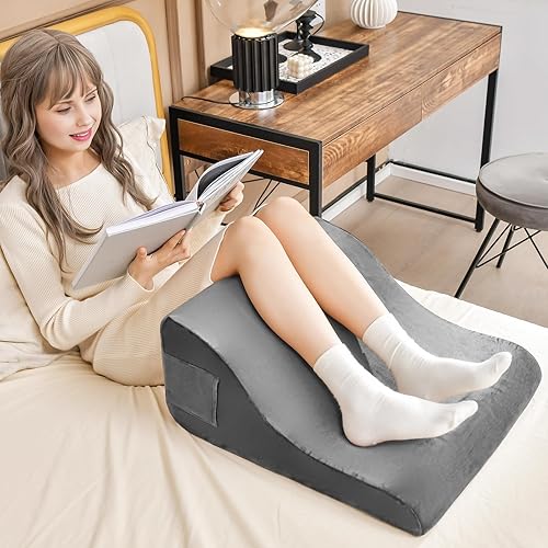 COSTWAY Ensemble d'Oreillers Multifonctionnel, Oreiller de Lecture avec Support pour Tablette, 2 Poches Latérales, Design Ergonomique Housse Amovible et Lavable, pour Cou, Dos, Jambes, Gris - Nail Gallerys