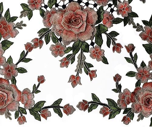 1 lot de 3 patchs brodés 3D en forme de fleur en dentelle doré métallique à coudre sur garniture en relief Accessoires de couture (vert) - Nail Gallerys