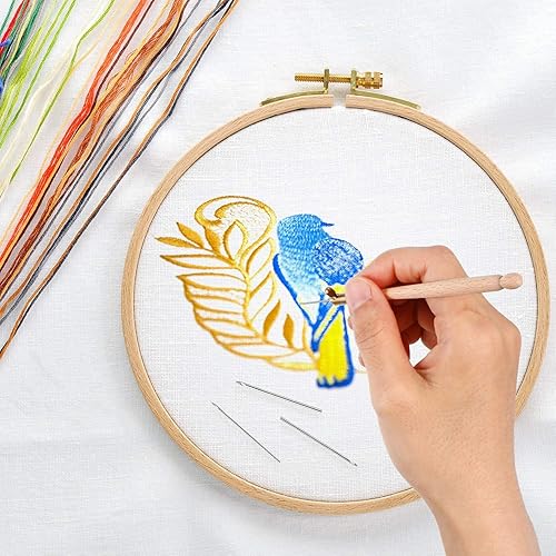 CHUANGOU Outils Sequin Aiguille Outils à Aiguilles de Perles Broderie Manche en Bois Crochet Tambour avec 3 Aiguilles 0.7, 0.9, 1.0 mm, pour Broderie Bricolage - Nail Gallerys