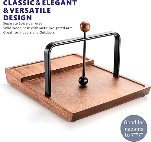 Ouseen Support à Serviettes en Bois Élégant avec Bras Pondéré – Idéal pour Serviettes en Papier et Serviettes de Cocktail – Design Élégant pour Cuisine, Table à Manger, Café et Bar - Nail Gallerys