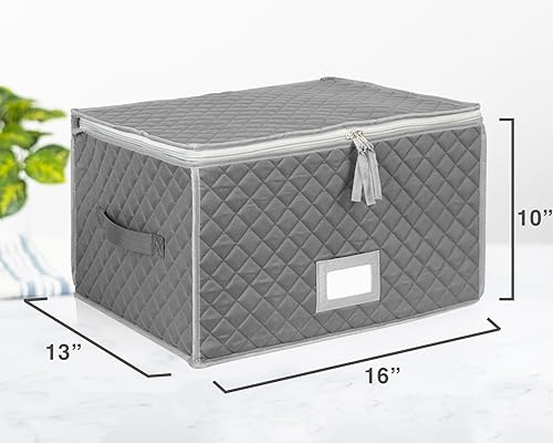 StackStorePlusMore Étui De Rangement De Verres À Pied - Conteneur De Tissu Matelassé En Gris Mesure 16 'X 13' X 10 'H - Nail Gallerys