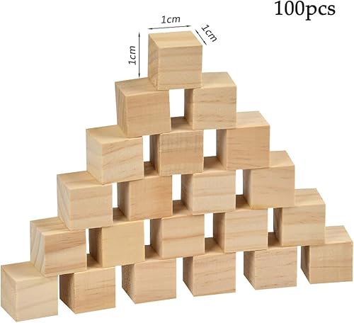 FOCCTS Lot de 200 Mini Cubes en Bois Non Finis de 1 x 1 cm - Cubes Carrés Naturelles Blocs Carrés de Pin Brut, Cube Bois Bricolage pour Tampons, Chiffres, Loisirs Créatifs, Alphabet - Nail Gallerys