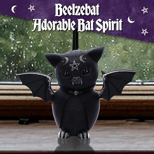 Nemesis Now Cult Cuties Figurine de Beelzebat en résine noire de 13,5 cm, figurine de chauve-souris occulte de Beelzebat, détails argentés, coulée dans la meilleure résine, peinte à la main avec amour - Nail Gallerys