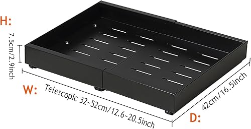 XeCeXe Tiroir de rangement d'armoire extensible, tiroir d'armoire de style tiroir, étagère de rangement coulissante adhésive pour cuisine (Black, 53x(32~52) cm 1pc) - Nail Gallerys