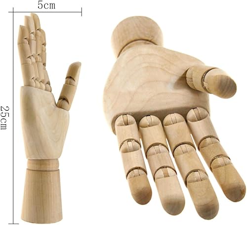 Create idea Main gauche de mannequin en Bois 10' Modèle Main Articulé Mannequin d'une Main Sculpture - Nail Gallerys
