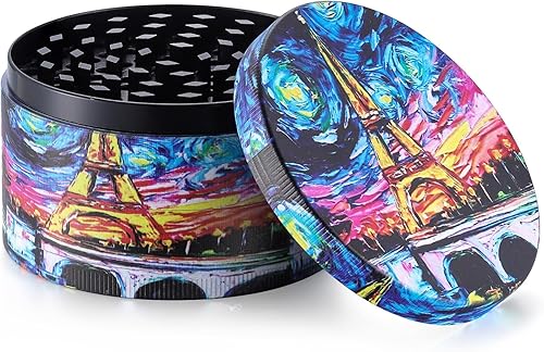 Sytranrein Grinder,Moulin à herbes de 3 pouces, 4 pièces grand moulin à épices avec capteur de pollen, broyeur en métal de peinture de couleur pour herbes sèches et épices - Nail Gallerys