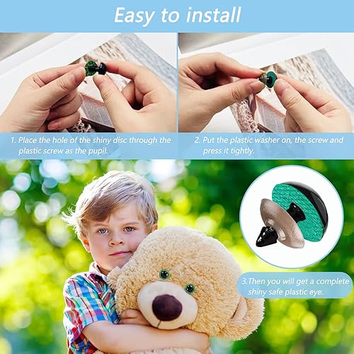 SourceTon Lot de 70 grands yeux de sécurité en plastique à paillettes pour la fabrication de marionnettes, ours, travaux manuels de poupées (7 couleurs, 10 chacun) - Nail Gallerys