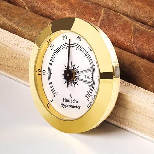 Thermomètre hygromètre numérique réglable, thermomètre numérique hygromètre, calibré en humidité, alliage de zinc rond de 50 mm de diamètre, hygromètre pour cave à cigares (Yellow) - Nail Gallerys
