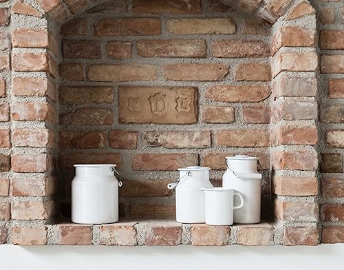 Riess, 0457-033 Pot à lait Mamie 1,5 l Blanc classique, hauteur 19,2 cm, diamètre 13 cm, avec couvercle en émail et manche en bois, blanc - Nail Gallerys