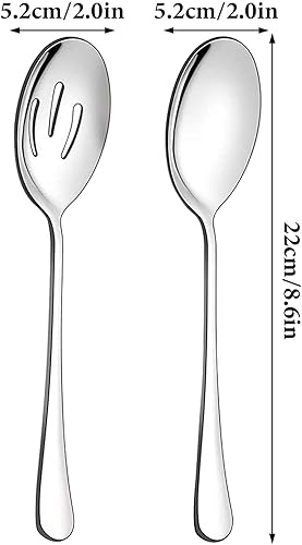 6PCS Cuillère de Service en Acier Inoxydable, 22cm Cuillère à Soupe,Cuillère à Fente Ronde,Cuillères à Dessert,Grandes Cuillères à Soupe de Service pour Buffet, Fête, Banquet, Cuisine (Noir) - Nail Gallerys