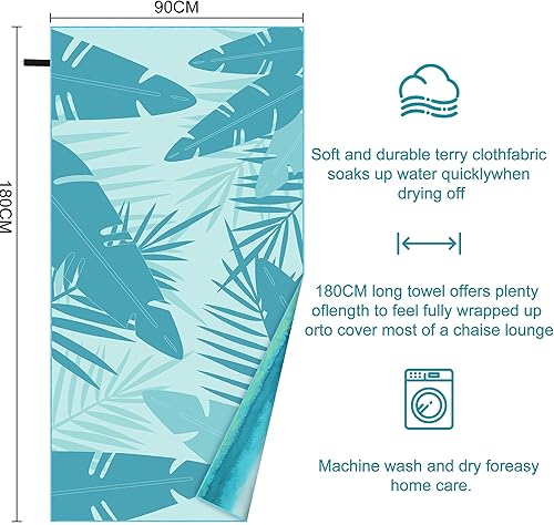 Serviette de Plage Microfibre XXL 90×180 cm avec sac, Serviette Microfibre pour la plage, les voyages, les piscines intérieures et les saunas, Drap de Plage, Serviette de Sauna pour Hommes et Femmes - Nail Gallerys