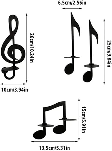 Note de Musique Noire Applique Murale Clé de Sol Décoration Murale Art Vintage Bougeoirs Style Note de Musique Suspendus Panneaux Muraux Thème Musique Décorations Murales - Nail Gallerys