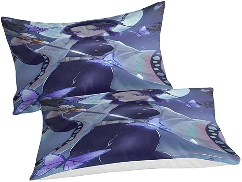 Anime Demon Slaye Pour Adultes Et Enfants 3D Imprimé Kochou Shinobu Dessin animé Housses De Couettes Housse De Couette Avec Taies E Avec Fermeture À Glissière Parure De Lit 2 Pièces Single（135x200cm） - Nail Gallerys