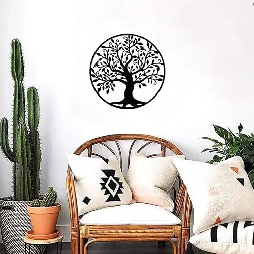 APLUSH Décoration Murale Arbre De Vie, Silhouette Murale 3D En Fer, Décoration Murale Arbre Généalogique Noir À Suspendre, Pour Salle De Bain, Cuisine, Salon, Chambre À Coucher,A,60 * 60CM - Nail Gallerys