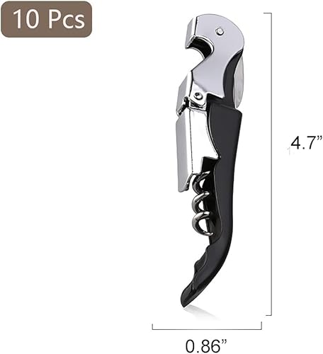 10 pièces Limonadier Professionnel Serveur,Tire Bouchon Professionnel,Couteaux de Sommelier en Acier Inoxydable Avec DéCapsuleur et Coupe-Capsule (Noir) - Nail Gallerys
