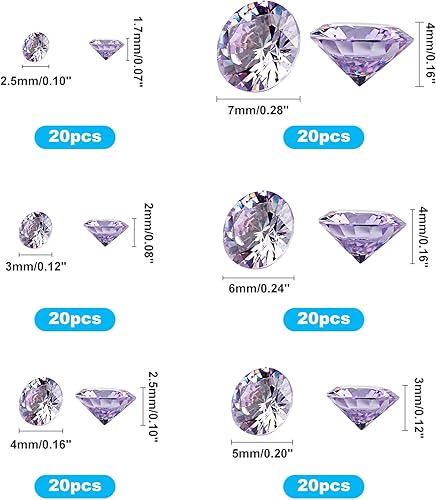 PH PandaHall 120pcs 6 Tailles Pierres de Zircone Cubique Cristal à Facettes Lâche pour Boucle d'oreille Bracelet Pendentifs Bijoux Bricolage Fabrication Artisanale, Violet - Nail Gallerys