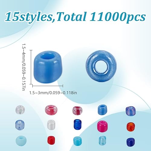 HOBBIESAY 180g 15 styles Perles Rocaille en Verre Petites Perles Artisanales Perles Rondes Colorées en Verre Perles D'Espacement Rondes Perles Connexion Bleues pour la Fabrication Bijoux Trou:0.5-1mm - Nail Gallerys