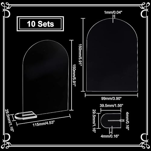 AHANDMAKER 10 Jeu de Marque-Places en Acrylique, Arche de Mariage Porte-Cartes Acrylique Nom Plaque Signe Marque-Places Tableau des Sièges Support Acrylique Cercle Numéro de Table Mariage, Clair - Nail Gallerys