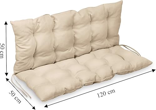 MG Design Coussin de Banc 120 x 50 x 50 cm - en Tissu d'ameublement épais, avec Rembourrage Doux, avec ficelles pour Attacher - Coussin Banc de Jardin, Salon de Jardin Exterieur, Banc - Nail Gallerys