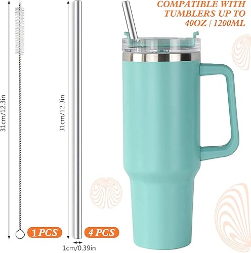 Paille Inox Reutilisable 31 cm, 4 Pcs Pailles Réutilisables avec 1 Brosses de Nettoyage Pour Bouteilles Verres Grands (Argentée 4pcs) - Nail Gallerys