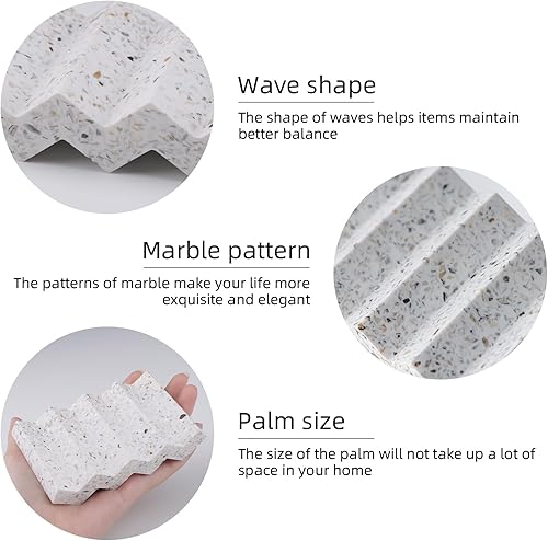 Svitzoot Porte-Savon Céramique Avec Égouttoir Deux Faces Ondulé Marbre Élégant pour Douche, Cuisine, Salle de Bains - Nail Gallerys