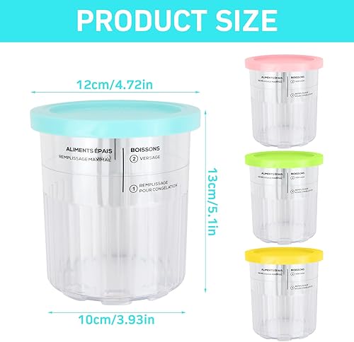 Nivofu Lot de 4 pots de rangement de rechange pour machine à crème glacée NC500 NC501 Creami Series avec couvercles, récipients à crème glacée de rechange nc500 nc501, Accessoires pour machine à glace - Nail Gallerys