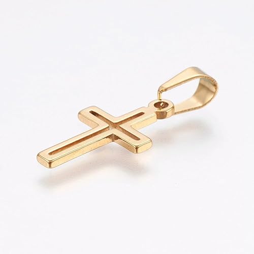 Clotiry Lot de 10 pendentifs en forme de croix religieuse creuse en acier inoxydable doré pour la fabrication de bijoux, bracelets, colliers, boucles d'oreilles, Métal non précieux - Nail Gallerys