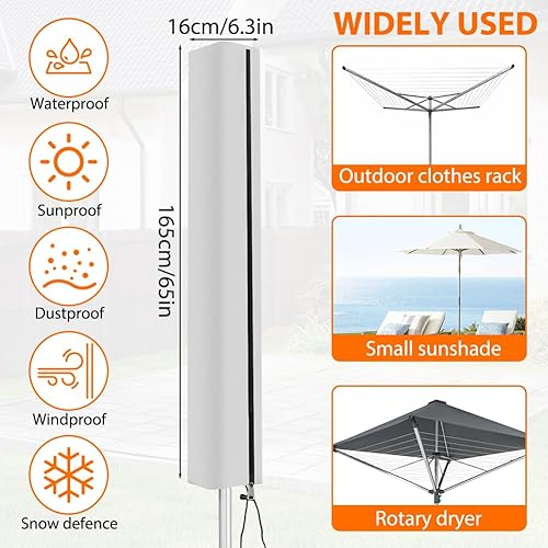 HOTUT Housse Sechoir Parapluie Imperméable, 420D Oxford Coupe-Vent Housse Etendoir Parapluie à Linge, Housse Sechoir pour Brabantia à Linge avec Fermeture Eclair - Nail Gallerys