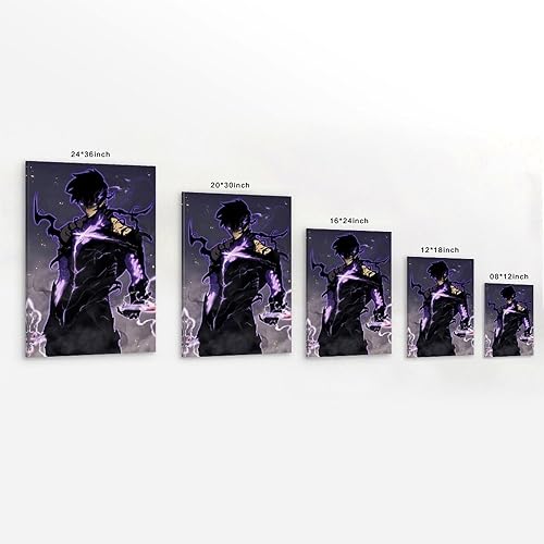 CSFWRUKL Sung Jinwoo Solo Leveling Poster décoratif sur toile pour salon, chambre à coucher, art mural, impression d'image moderne, décoration de salle familiale, 30 x 45 cm - Nail Gallerys