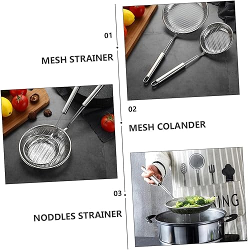 Balacoo 3Pièces Stainless Steel Mesh Strainer Set Kitchen Sieve For Hot Pot Frying Noodle Draining - Nail Gallerys