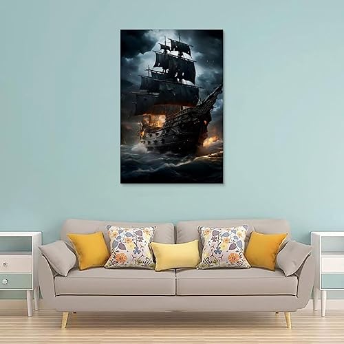 Fantasy Movie Pirates of The Caribbean Black Pearl Art Poster décoratif sur toile Art mural pour salon, chambre à coucher, art mural, impression d'image moderne, décoration de chambre familiale, 30 x - Nail Gallerys