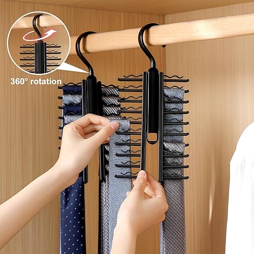 ZSMJAER 2Pcs Cintres Porte Cravates, Cintre de Cravate avec 20 Crochets, Crochet Ceinture Crochet Cravate Cintre, Organisateur de Ceinture, Noir - Nail Gallerys